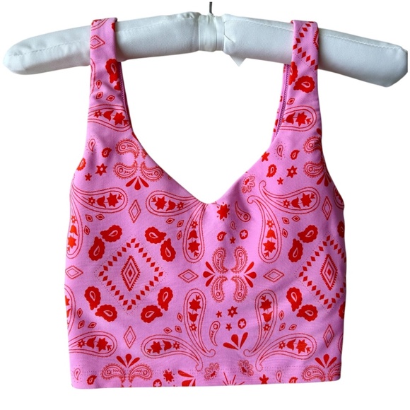 aerie Other - Aerie Offline Real Me Sports Bra Low Key LongLine Recharge Pink Paisley Size XS